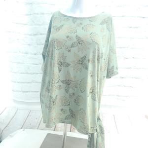 New Directions Sage Gold Metallic Tied Waist Pullover Size Small Petite...